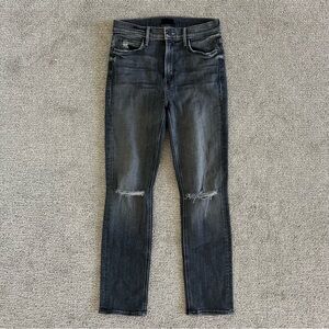 MOTHER The Mid Rise Dazzler in Open Later Gray Busted Knee Size 26